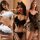 Three women modeling sexy lingerie sets, including a qingran catwoman costume bodysuit with sheer mesh and tight fit nightwea...