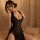 Elegant black lace qingran sexy lingerie set featuring a deep v-neckline, tie accents, cut-out details, and traditional frog ...
