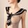 Woman wearing qingran sexy mesh lingerie set with sailor collar and bow, cute student uniform role play bodysuit.