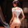 Woman wearing white qingran sexy womens seductive bodysuit set with open-crotch design, showcasing pure temptation uniform li...