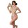 Qingran womens lace bodysuit - sheer mesh hook-neck seductive sleepwear set featuring delicate lace details and a sheer mesh ...