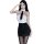 Woman in qingruohan milk silk bodysuit, sexy secretary uniform with white top, black tie, and skirt.