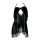 Black sheer lingerie robe with lace trim and heart pendant, designed for small busts.