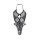 Black lace bodysuit with open-crotch design, featuring intricate floral patterns and a halter neckline.