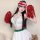 Woman wearing qingruohan sexy lingerie set – pure & bold cheerleader costume with red pom-poms, white top, green-trimmed skir...