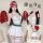 Woman in qingruohan sexy lingerie set – pure & bold cheerleader costume, white top with green trim, pleated skirt, red pom-po...