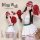 Model wearing qingruohan sexy lingerie set – pure & bold cheerleader costume with red pom-poms, white pleated skirt, and viso...