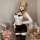 Blonde woman in qingruohan sexy lingerie set: white bodycon top, black skirt, thigh-highs. pure & tempting secretary uniform ...
