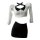 White cropped blouse with black collar and choker, paired with a sleek black bodycon skirt. qingruohan sexy lingerie set - pu...