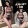 Woman modeling qingruohan sheer mesh bodysuit with cutouts and thong design, featuring tear-away straps for easy removal.