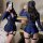 Woman modeling qingruohan sexy police cosplay outfit - tight-fit blue bodysuit with badge, hat, and garter straps for dominan...