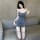 Woman in gray qingruohan sensual sleepwear set, featuring a no-remove strap design and naughty uniform style for bedroom ling...