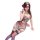 Woman modeling qingshe alluring lace lingerie set with underwire, removable pads, garter straps, and sheer stockings for sens...