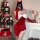 Sexy holiday costume featuring a red devil-themed dress with bunny ears, perfect for new year parties. includes festive acces...