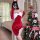 Sexy holiday lingerie dress with devil horns and festive decorations, perfect for new year parties.