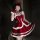 Red christmas dress with white fur trim, featuring a bow headband and matching top, perfect for festive new year party outfit...