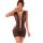 Woman wearing qingyege sheer mesh bodysuit with open-crotch design and matching stockings, elegant lingerie set.