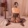 Woman wearing qingyege sexy lace bodysuit with open-crotch design, sheer mesh tight-fit one-piece outfit, back view on bed.