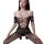 Woman wearing qingyege sheer lace bodysuit with mesh, breast cutouts, and integrated stockings in a kneeling pose.