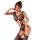 Woman modeling qingyege sexy lingerie set with sheer mesh stockings and open-crotch top – seductive uniform outfit.