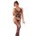 Woman wearing qingyege black lace bodystocking with open-crotch design and sheer thigh-high mesh stockings.