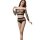 Woman wearing qingyeguo sheer lace bodysuit set with cut-out details, featuring transparent mesh and long sleeves.