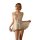 Woman wearing qinmu sexy lace lingerie set with sheer mesh cami and briefs, elegant transparent sleepwear.