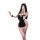 Woman in black and pink lace sleepwear set taking a selfie, showcasing the qqny pure allure elegant nightwear design.