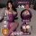 Model wearing qqny pure allure lingerie set – elegant purple sleepwear with lace detailing, sheer stockings, and garter belt ...