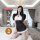 Elegant sensual sleepwear set featuring a black and white design with three-quarter sleeves, perfect for luxury bedroom loung...