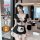 Woman wearing qqny pure allure sleepwear set – elegant black lace lingerie with maid-style apron and headpiece, in luxury hot...