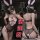 Elegant sensual bunny-themed sleepwear set featuring sheer fabric and playful design elements, perfect for luxury bedroom wea...