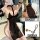 Elegant seductive black sheer sleepwear set with adjustable clasp, luxurious design for intimate nightwear.