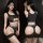 Black qqny pure allure sleepwear set – elegant, sensual lingerie with cutout design and “love” waistband for luxury bedroom w...
