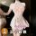 Elegant sheer lace sleepwear set, delicate design for womens luxury bedroom wear with flirtatious charm.