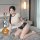 Woman modeling qqny pure allure sleepwear set – elegant sensual lingerie with lace-up sides, luxury bedroom loungewear for wo...