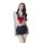 Elegant sailor-style sleepwear set featuring a white crop top with navy trim and a large red bow, paired with a pleated navy ...