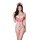 Woman wearing qqny pure allure sleepwear set – elegant red and white lingerie with lace details and nurse hat.