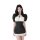 Elegant black and white dress with puffed sleeves and ruffled hem, perfect for sensual sleepwear or luxury loungewear.