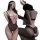 Elegant sensual sleepwear set featuring sheer black bodysuit with pink bows and bunny-themed underwear, perfect for luxury be...
