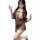 Elegant seductive design featuring a brown sleepwear set with plunging neckline and playful bow accents, perfect for intimate...