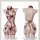 Sheer floral lingerie set with red accents, featuring a halter top and matching bottoms for a sensual bedroom look.