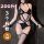 Model wearing black qqny pure allure lingerie set with chains and garters.
