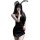 Woman in black satin qqny pure & sexy knotted neckline sleep dress with lace bunny ears, posing seductively for date night or...