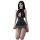Woman kneeling in black lace and glittery mini dress, qqny seductive maid costume lingerie set – tempting forbidden-style sle...
