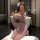 Woman in pink qqny seductive modest lingerie set – busty-flattering sleep dress for couples, playful & elegant nightwear, kne...