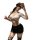 A woman poses with a phone, wearing a stylish black mini skirt and white top, showcasing a sexy and playful lingerie set from...