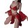 Red silk belly dance costume featuring lace trim, gold embellishments, and flowing fabric for an exotic princess look.