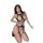 Woman kneeling in black sheer mesh bodysuit with open-crotch design and fishnet stockings, part of qqny sexy lingerie set.