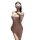 Woman wearing qqny silk-lace seductive lingerie set, a pure-yet-alluring cheongsam-inspired sleepwear with lace blindfold.